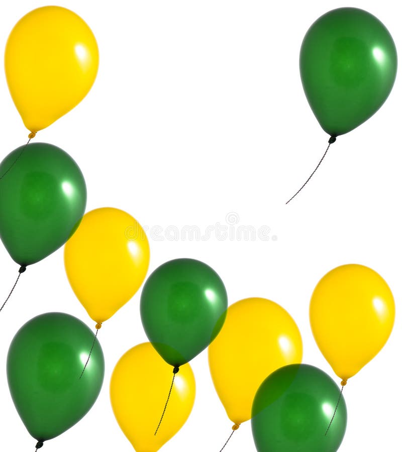 Yellow And Green Balloons On White Background Stock Photo Image 10190204