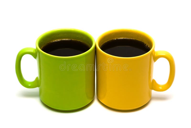 Yellow and green mug from coffee