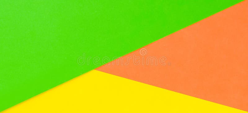 Yellow, Green and Orange Color Paper Banner Background Stock Photo