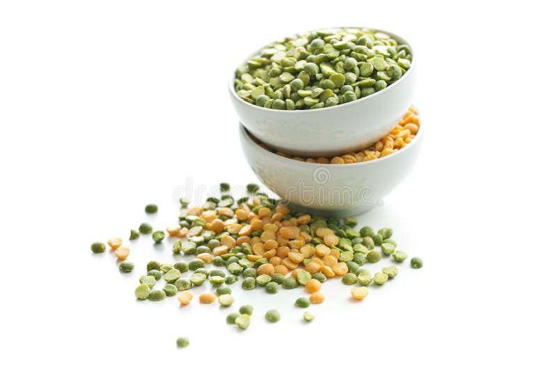 Yellow and Green Split Peas in Bowl. Stock Image Image of group