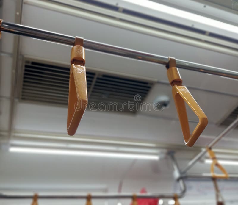 Yellow Hand Grip on the Train Stock Image Image of commuting, tram