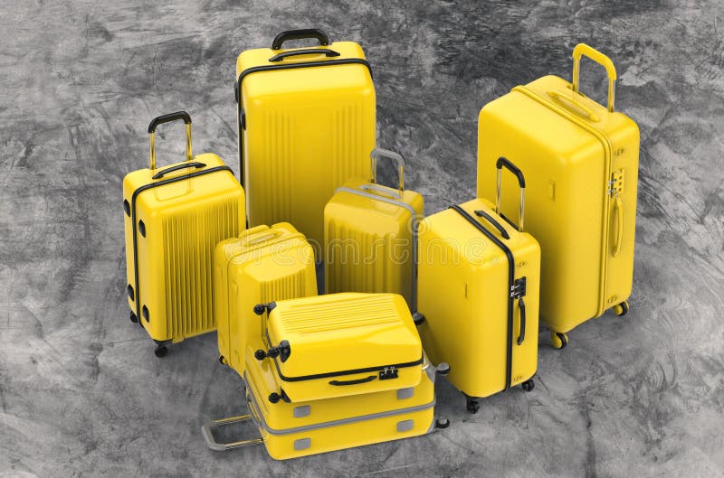 Yellow Hard Case Luggage Isolated on White Stock Image Image of