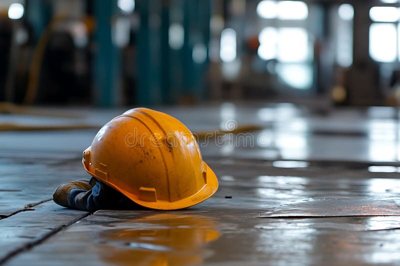 Yellow Hard Hat on the Floor stock illustration