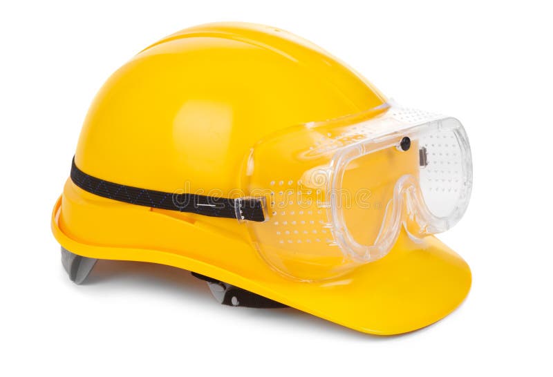 Yellow Hard Hat and Goggles Stock Image - Image of vivid, protection