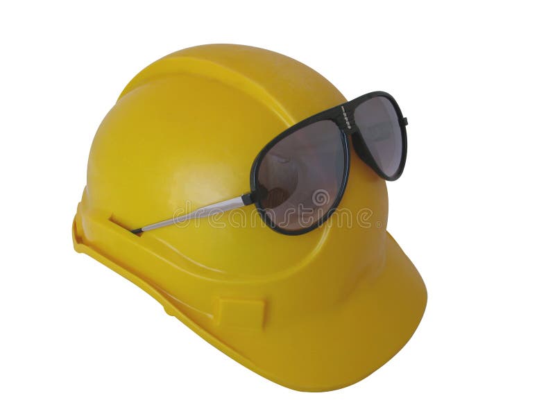 Yellow Hat with Safety Glasses Stock Photo Image of contractor
