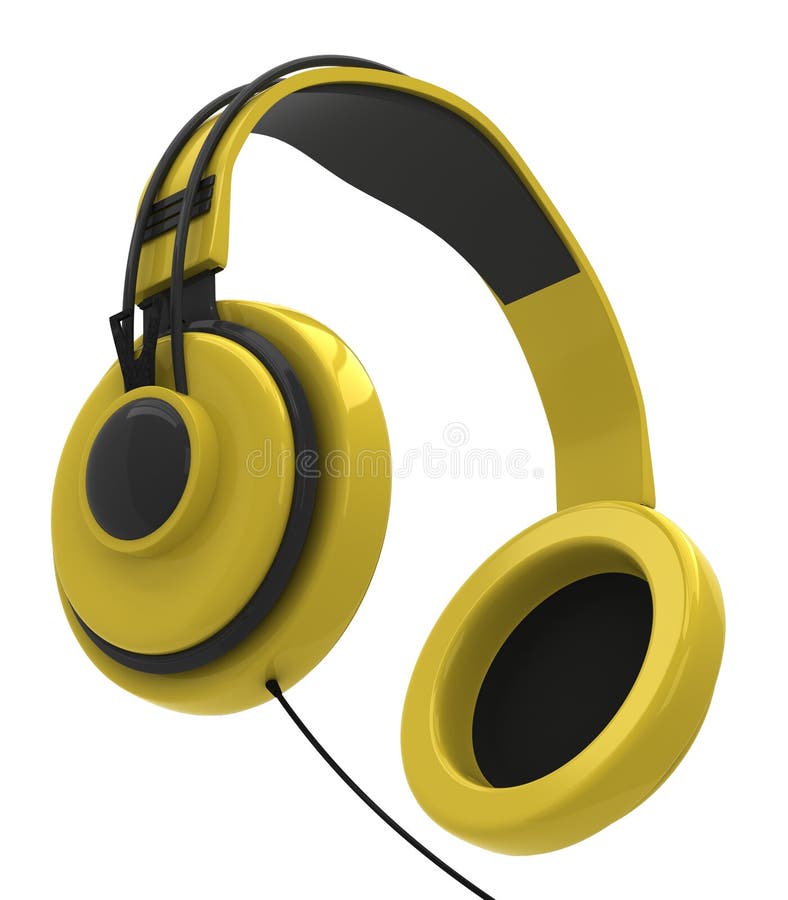 Yellow headphones stock illustration. Illustration of element 28303426