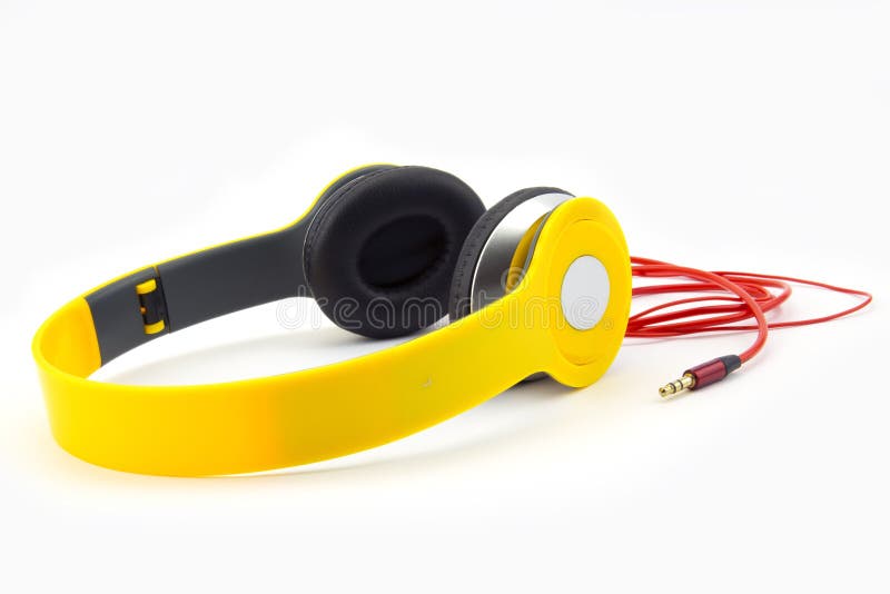 Yellow headphones stock image. Image of sound, headphones 57556699
