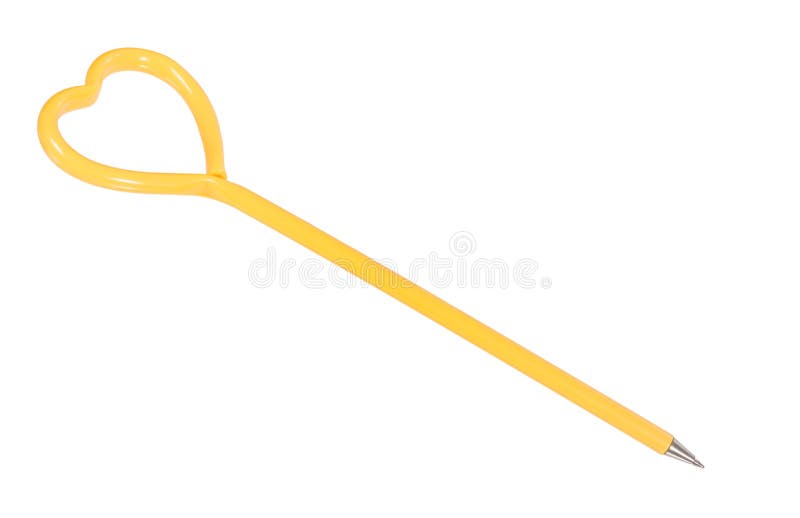 Yellow heart ball pen stock photos