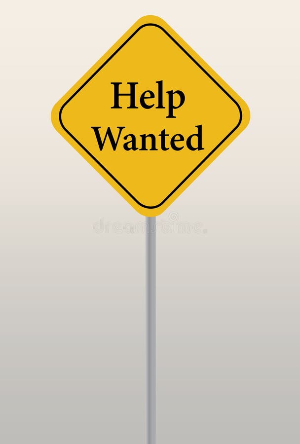 Yellow Help wanted sign vector illustration