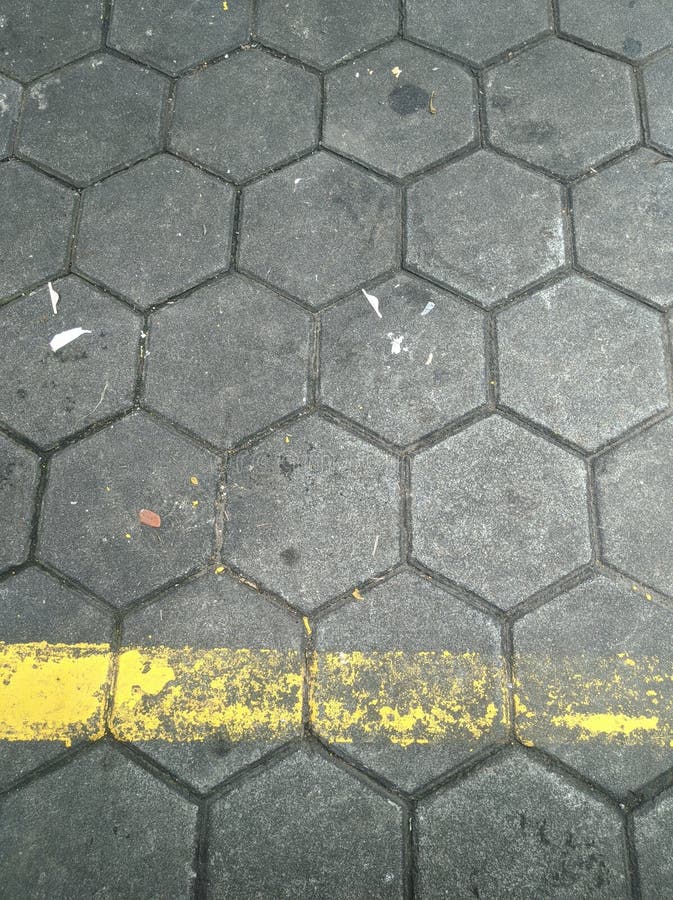 Yellow hexagon and line paving background royalty free stock photo