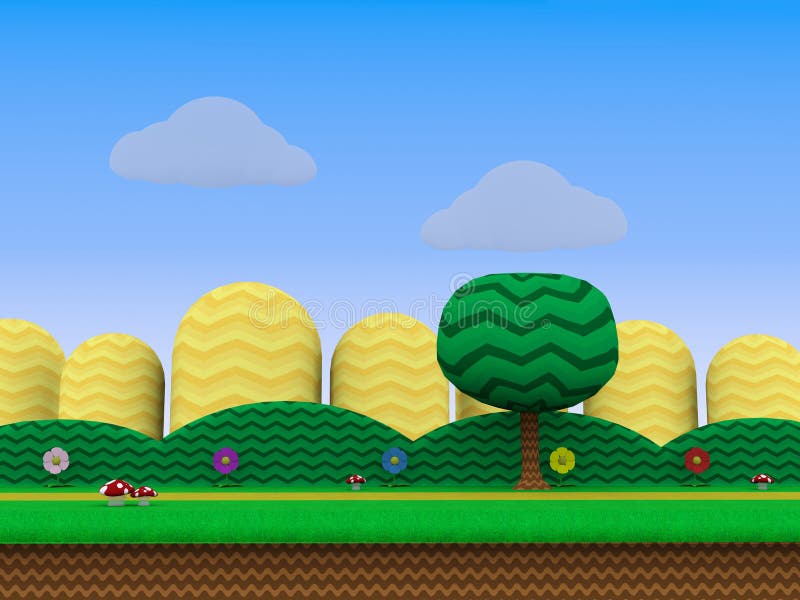 Yellow Hills Platform Video Game Background 3D Illustration Stock  Illustration - Illustration of gaming, retro: 121484147