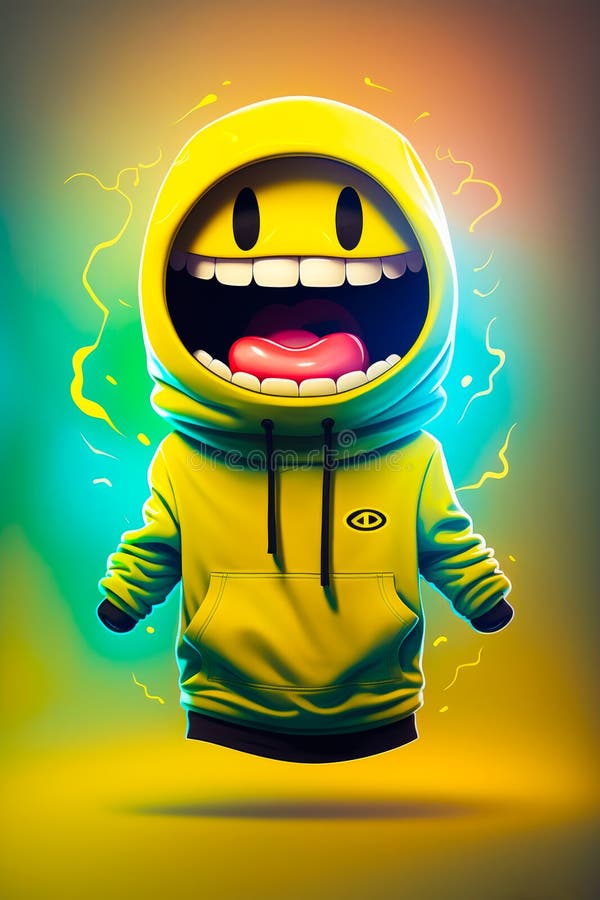 Yellow Hoodie with Smiley Face on it. Generative AI Stock Illustration ...