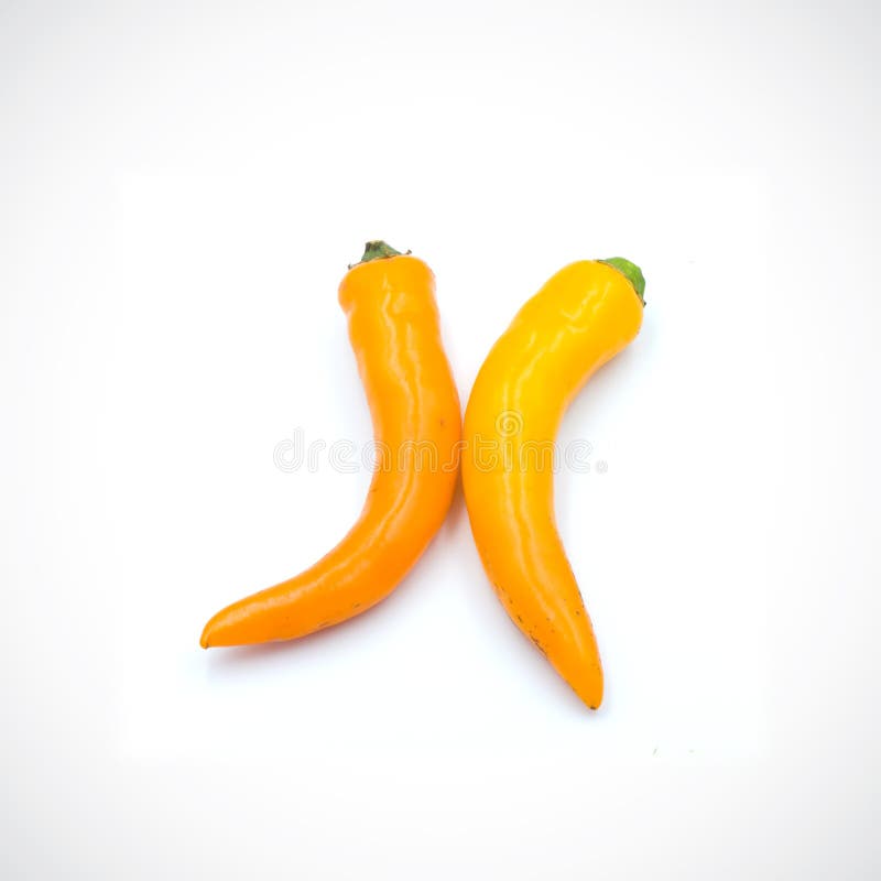 Yellow Hot Chili Pepper Isolated on the White Background Stock Photo