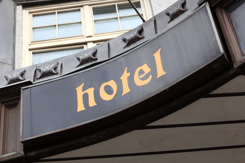 Yellow hotel signboard stock photo. Image of life, city 40204608