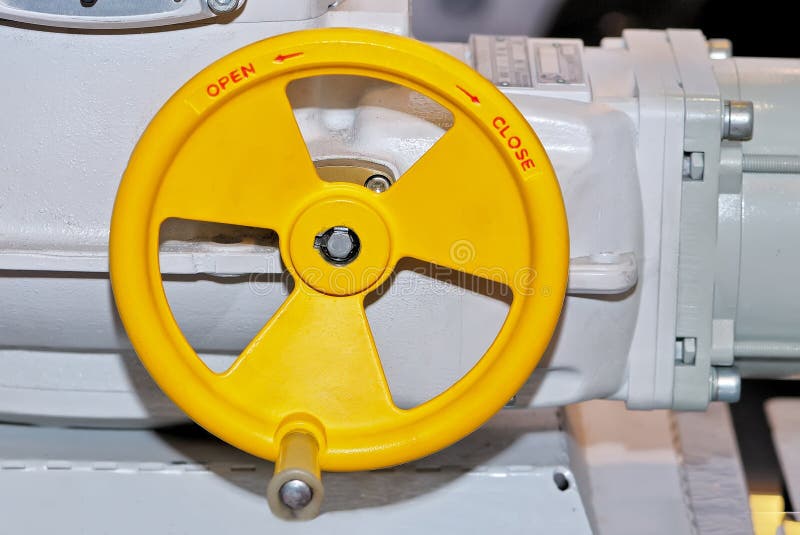 Yellow industrial valve with inscriptions Open Close royalty free stock images Yellow industrial valve with inscriptions Open Close royalty free stock images