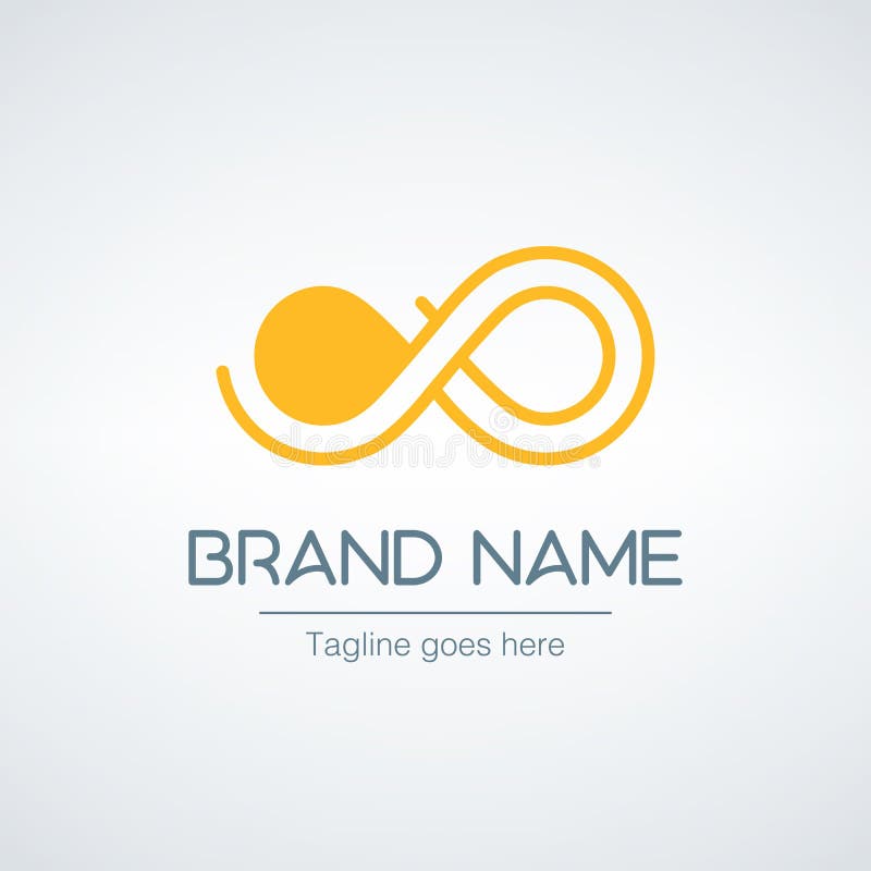 Yellow Infinity Logo Design. Loop abstract symbol. Stock vector illustration isolated on white background. royalty free illustration