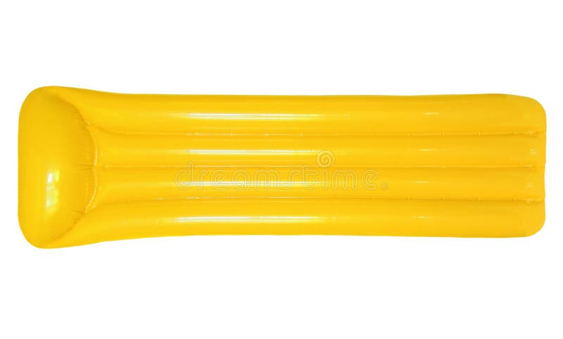 Yellow inflatable floating pool raft mattress isolated on white royalty free stock photos