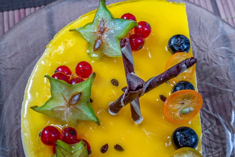 Yellow Jelly Cheesecake with Berries Stock Image Image of creamy