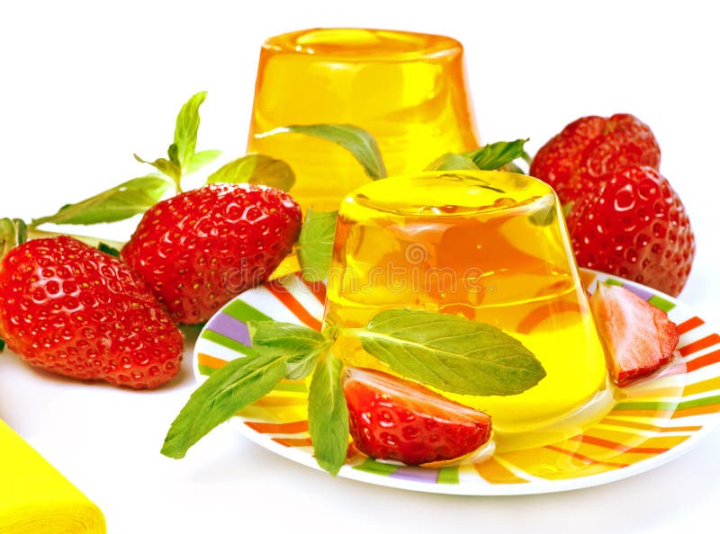 Yellow jelly and strawberry