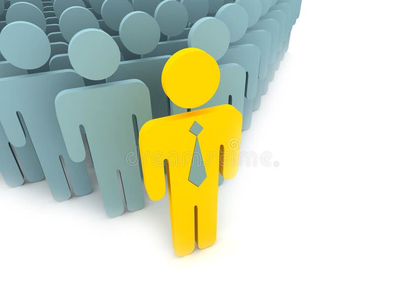 Yellow leader with people stock illustration. Illustration of