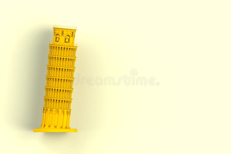 Yellow leaning tower of pisa on yellow background royalty free illustration