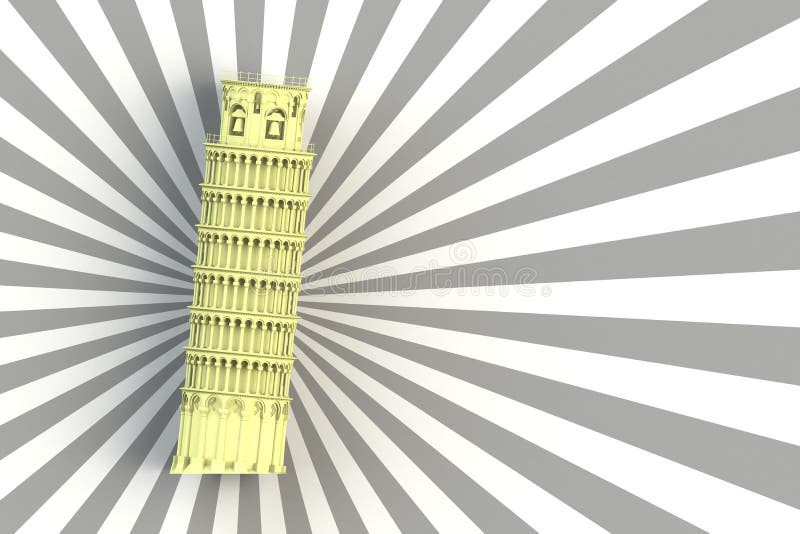 Yellow leaning tower of pisa on white and black background vector illustration