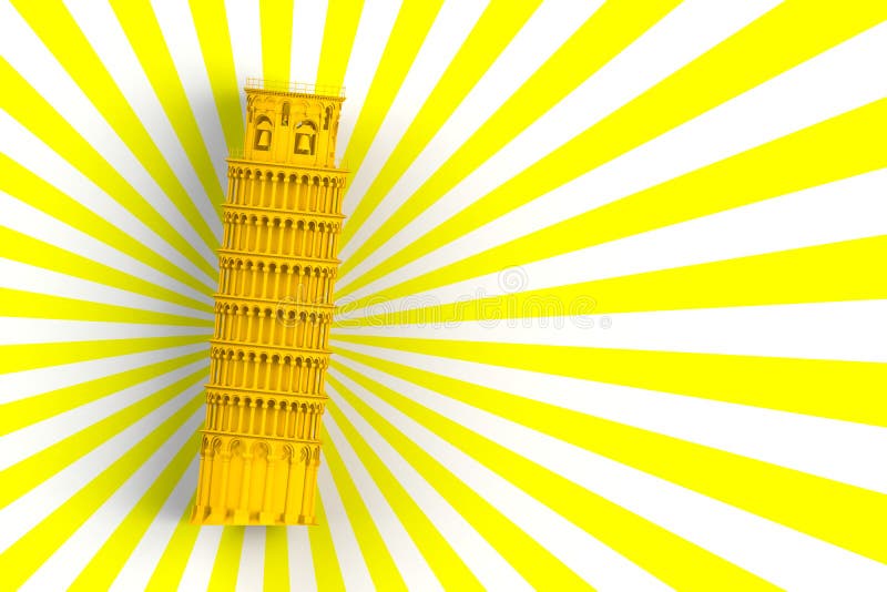 Yellow leaning tower of pisa on white and yellow background royalty free illustration