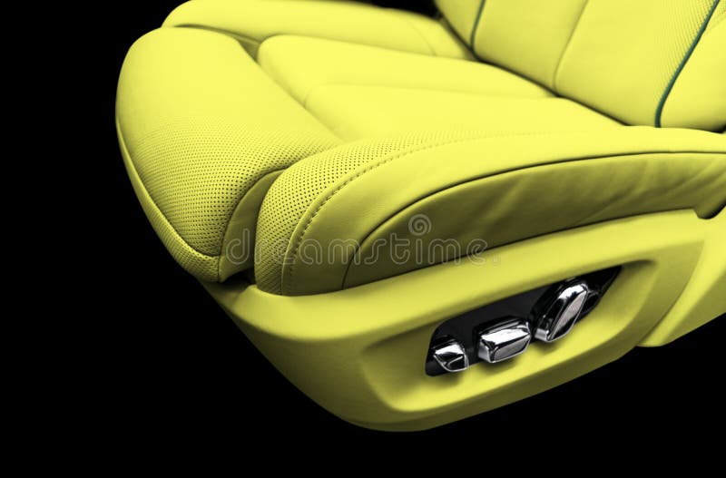 Yellow Leather Interior Of The Luxury Modern Car ...