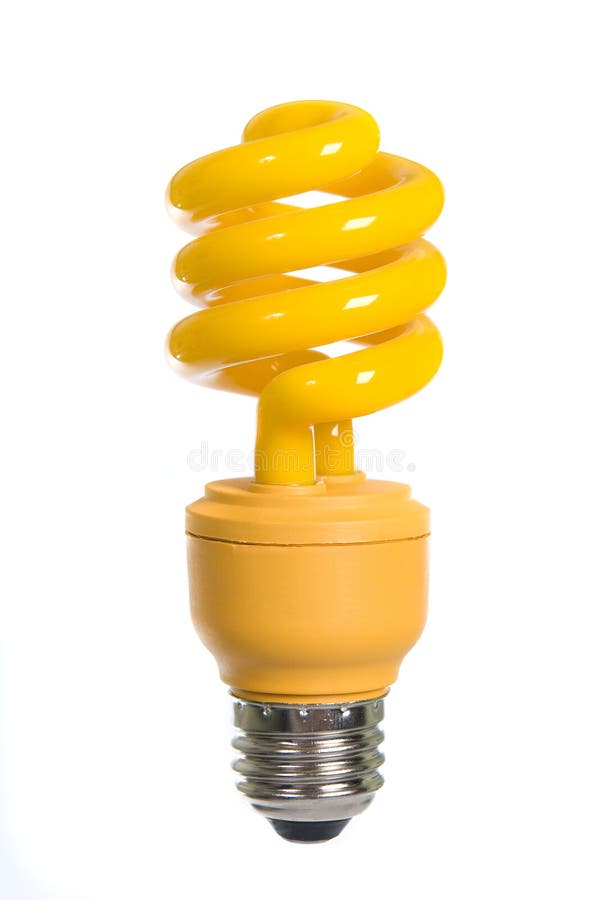 Yellow light bulb stock image. Image of device, twisted 8040529