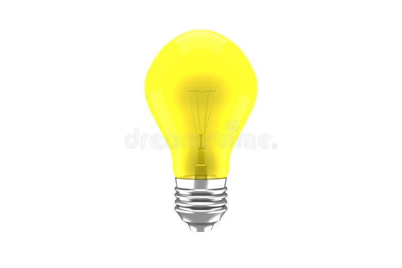 Yellow light bulb on white royalty free illustration