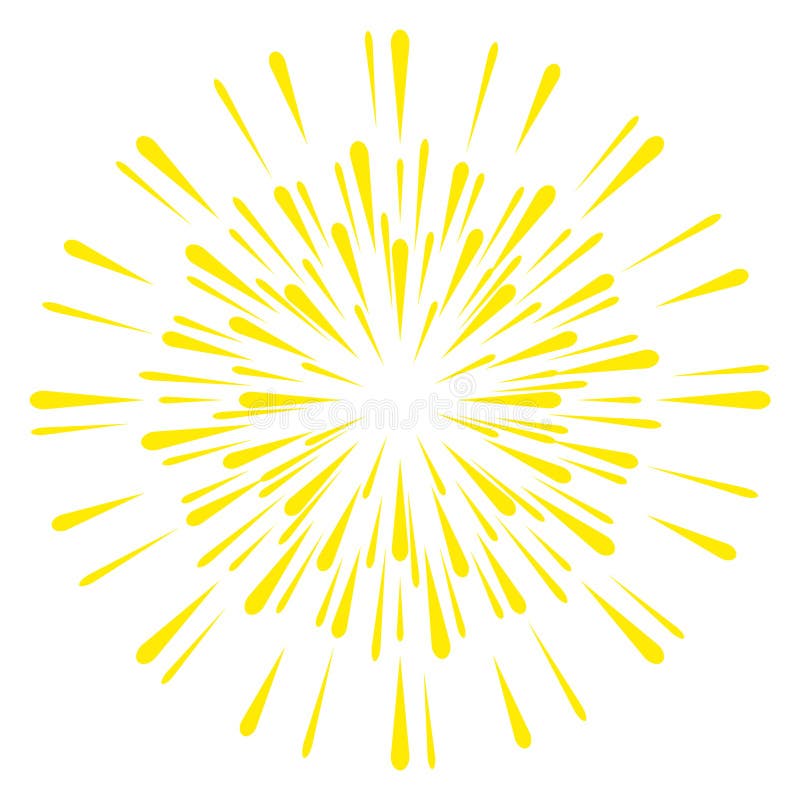 Yellow light burst. Firework icon. Bright explosion vector illustration