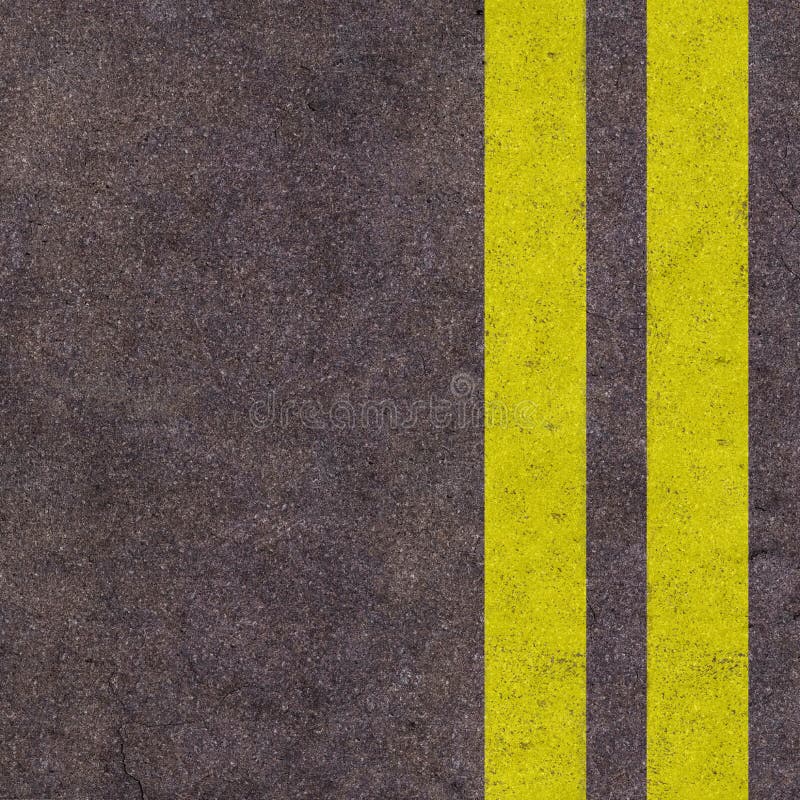 Yellow lines on the asphalt road