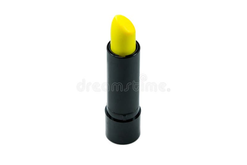 Yellow Lipstick on White Background Stock Image Image of cosmetics