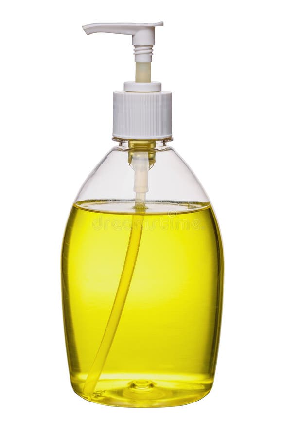 Yellow liquid soap bottle stock image. Image of shampoo 103566297
