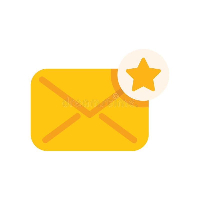Yellow mail envelope with star icon showing important message royalty free illustration