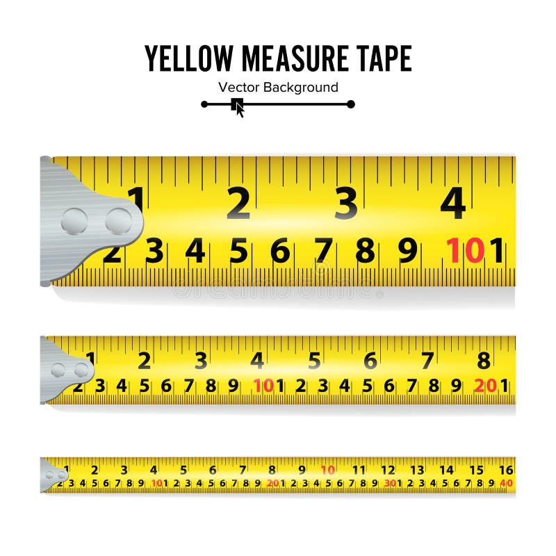 Yellow Measure Tape Vector. Measure Tool Equipment In Centimeters. Several  Variants, Proportional Scaled., Stock vector