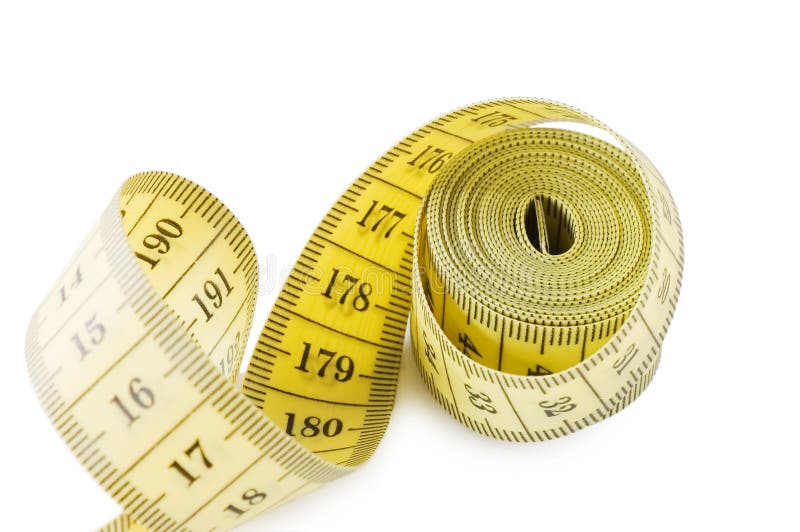 Yellow measuring tape isolated