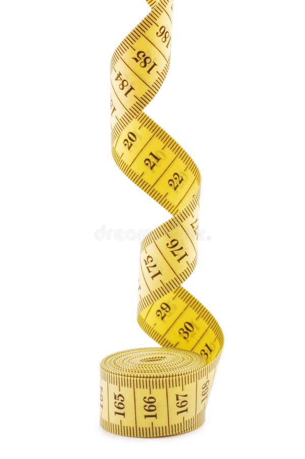 Yellow measuring tape isolated on white