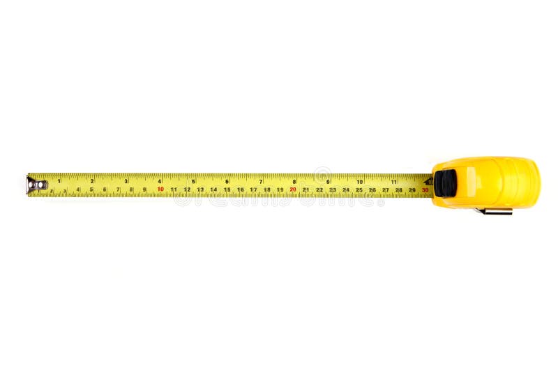 Yellow Measuring Tape Isolated on White Background, Top View. 4 in
