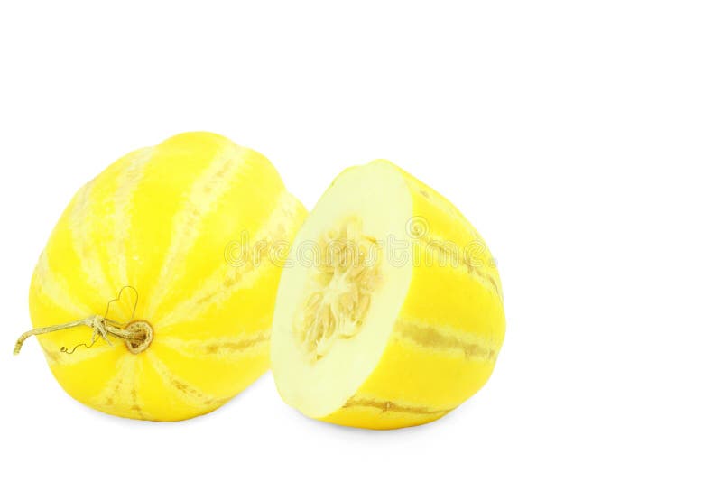 Yellow Melon or Yellow Korean Melon in White Background Stock Image