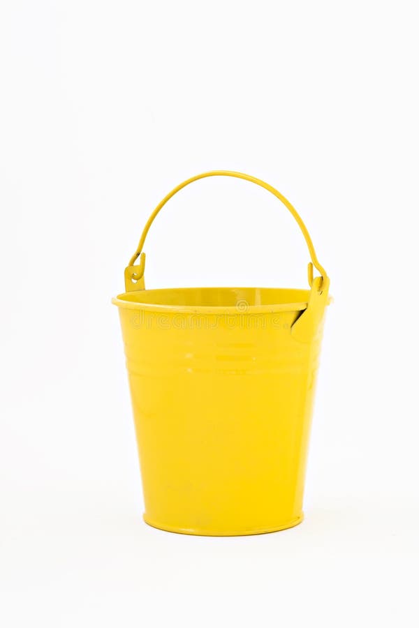 Yellow Metal Bucket Decorative Isolated on White Background Stock Photo Image of household