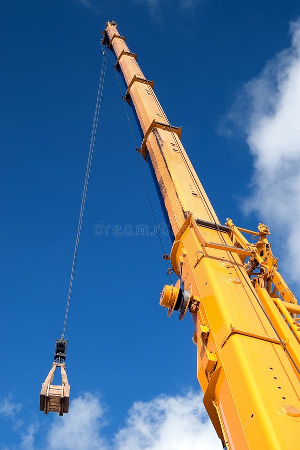 Yellow mobile crane boom