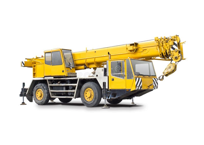 Yellow Mobile crane truck stock photo. Image of mode 146485474