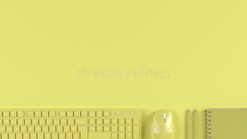 Download Yellow Mockup With A Keyboard Mouse And Notebook Stock Illustration Illustration Of Multimedia Symbol 183637278 PSD Mockup Templates