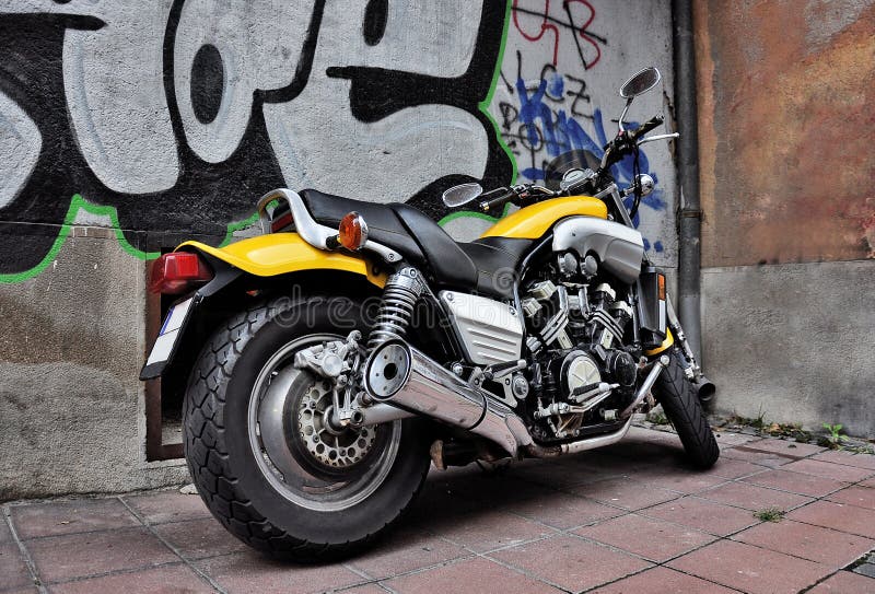 Yellow motorcycle stock image. Image of motocycle, sports 48230691