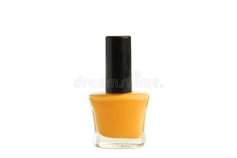 Yellow Nail Polish Bottle Isolated on White Stock Image Image of