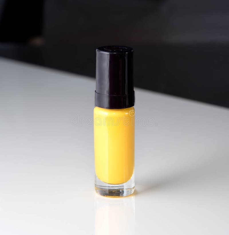 Yellow Nail Polish Bottle on White Background Stock Image Image of