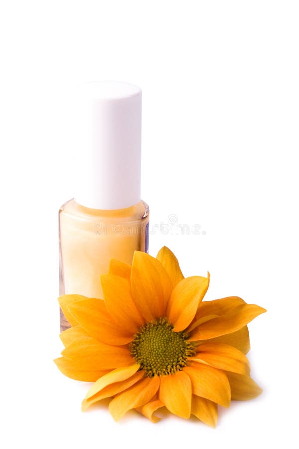 Yellow nail polish and flower