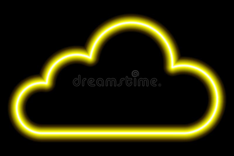 Yellow Neon Cloud on a Black Background. Linear Contour Stock Illustration  - Illustration of symbol, network: 224333017