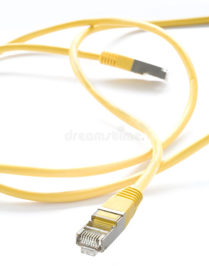 Yellow network cable, stock photo. Image of modem, connect 22630762